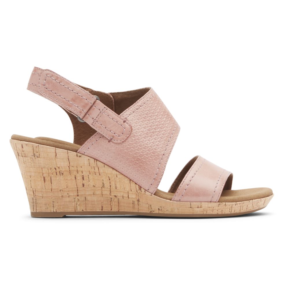 Rockport Briah Asymmetrical 2-Piece - Womens Wedges Sandals - Pink - NZ (KZJ-239785)